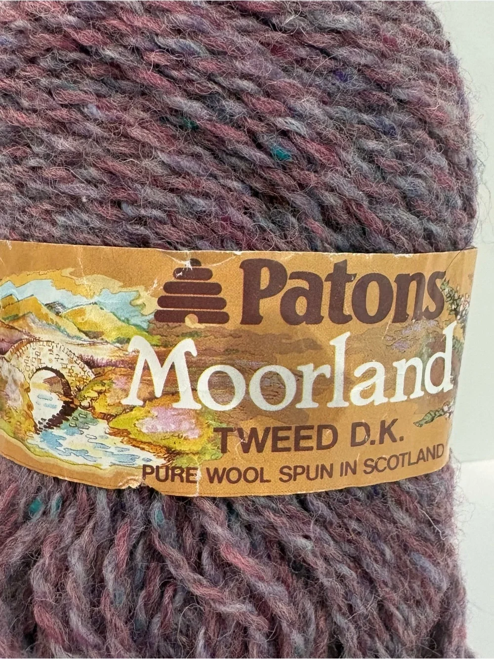 Patons Moorland 100% Pure Wool Yarn Tweed D.K. Purple Spun In Scotland 50 Grams